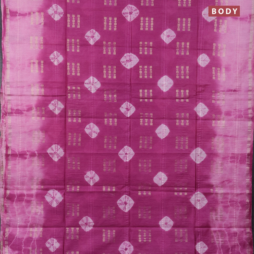 Bamboo saree mild purple and light pink with allover zari woven buttas & batik prints and small zari woven border