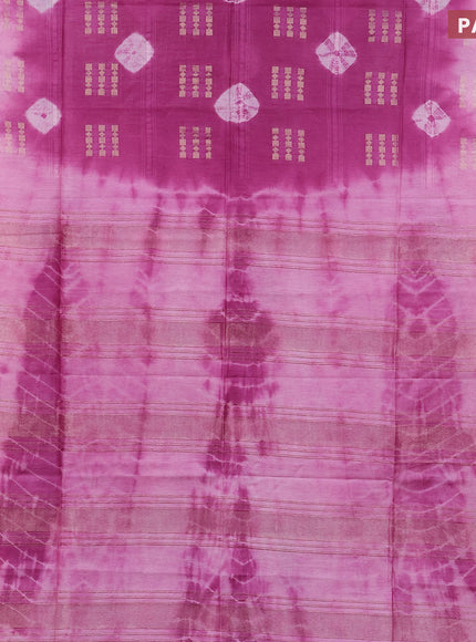 Bamboo saree mild purple and light pink with allover zari woven buttas & batik prints and small zari woven border