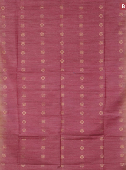 Bamboo saree pink shade and pale orange with allover zari woven buttas & batik prints and sequin work pallu & zari border