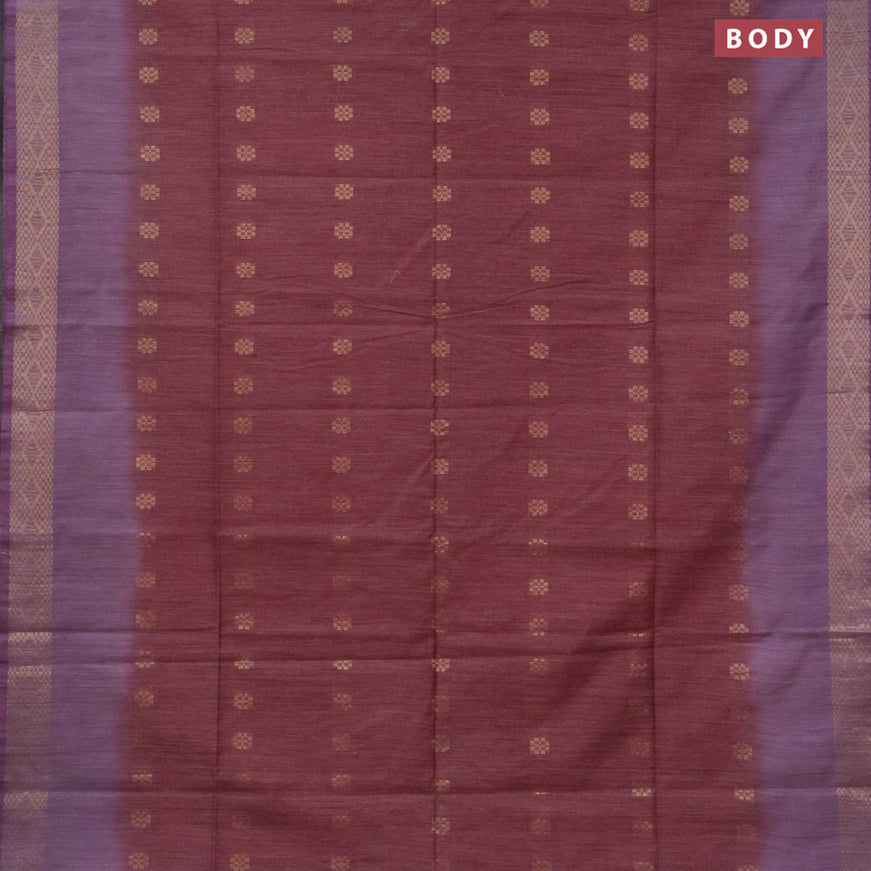 Bamboo saree maroon and mild purple with allover zari woven buttas & batik prints and sequin work pallu & zari border