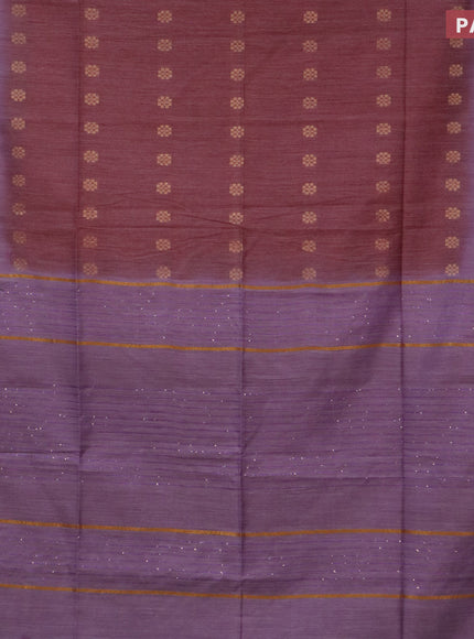 Bamboo saree maroon and mild purple with allover zari woven buttas & batik prints and sequin work pallu & zari border