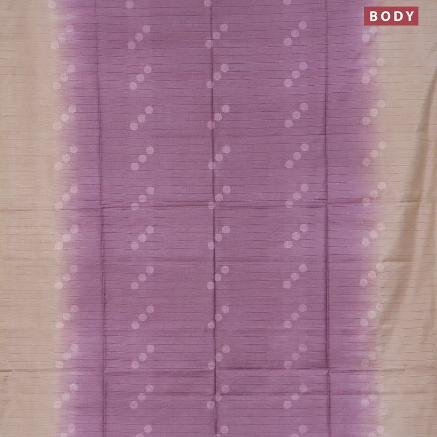 Bamboo saree mild purple and beige with thread woven buttas in borderless style