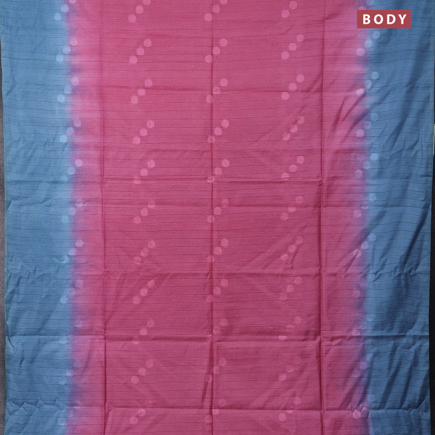 Bamboo saree pink and blue with thread woven buttas in borderless style