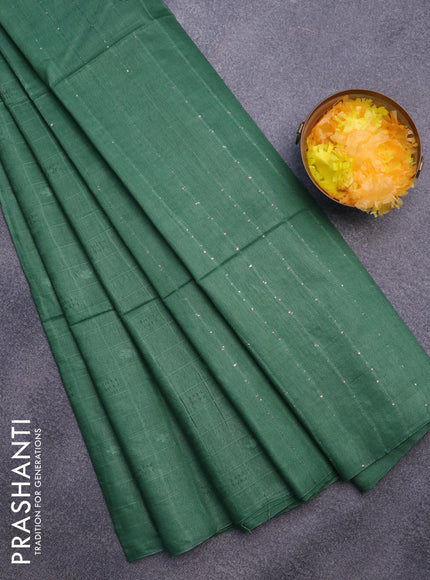 Bamboo saree green with self emboss in borderless style