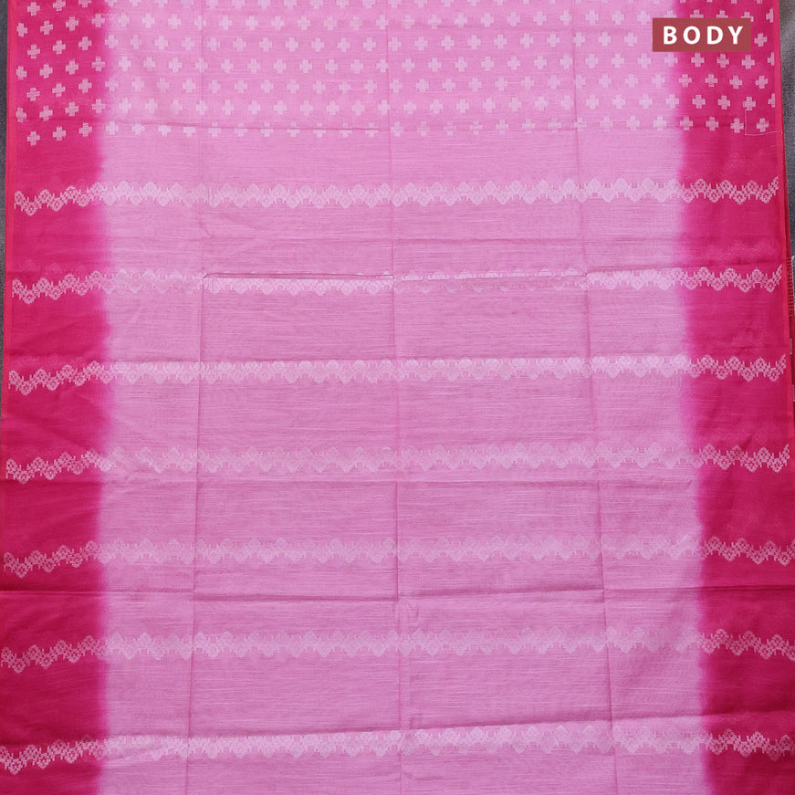 Bamboo saree light pink and pink with allover thread woven geometric buttas and thread woven butta border