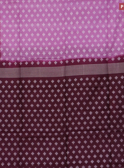 Bamboo saree mauve pink and wine shade with allover thread woven geometric buttas and thread woven butta border