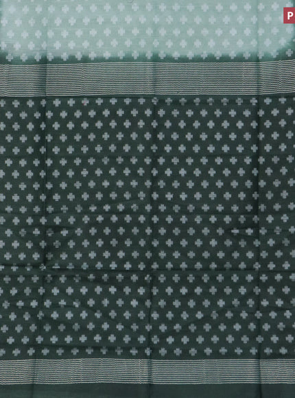 Bamboo saree pastel green and dark green with allover thread woven geometric buttas and thread woven butta border