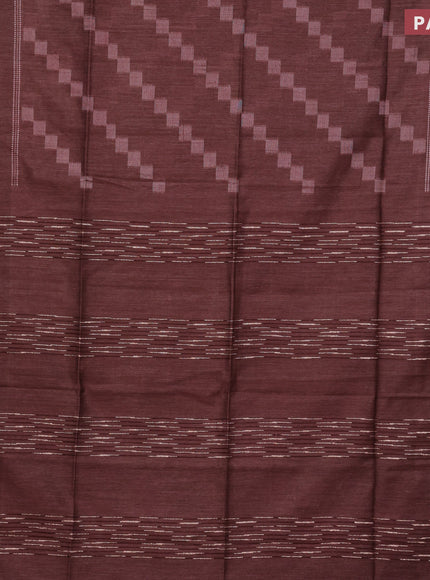 Bamboo saree coffee brown with allover geometric thread weaves and zari woven border