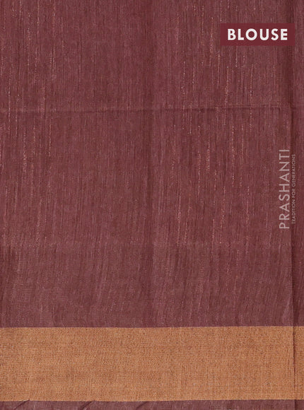 Bamboo saree coffee brown with allover geometric thread weaves and zari woven border