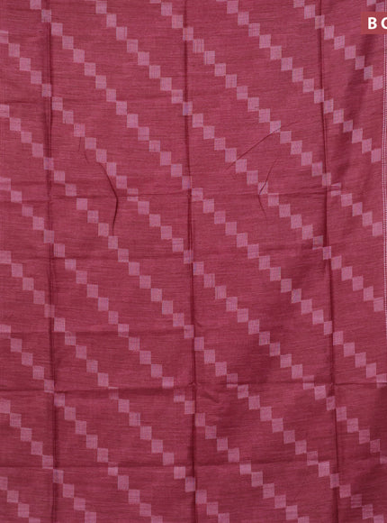 Bamboo saree maroon with allover geometric thread weaves and zari woven border