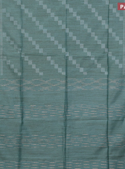 Bamboo saree pastel blue shade with allover geometric thread weaves and zari woven border