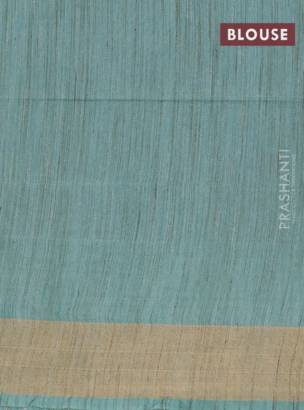 Bamboo saree pastel blue shade with allover geometric thread weaves and zari woven border