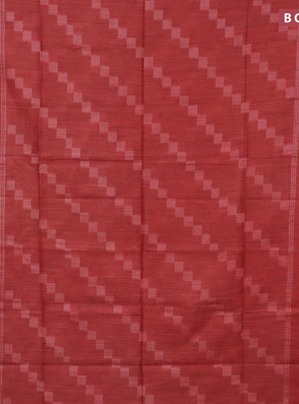 Bamboo saree red with allover geometric thread weaves and zari woven border