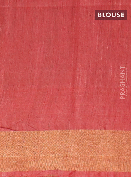 Bamboo saree red with allover geometric thread weaves and zari woven border