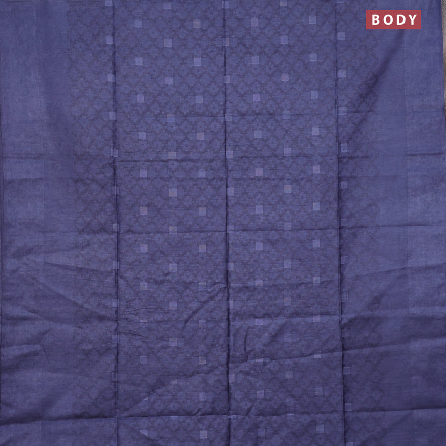 Bamboo saree dark blue shade with allover self emboss and sequin work pallu & woven border