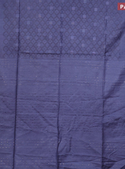 Bamboo saree dark blue shade with allover self emboss and sequin work pallu & woven border