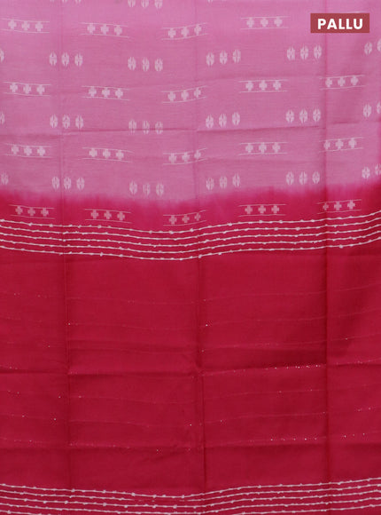 Bamboo saree light pink and pink with thread woven buttas in borderless style