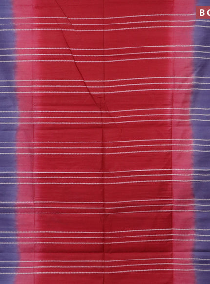 Bamboo saree red and navy blue with allover thread weaves and sequin work pallu & zari border