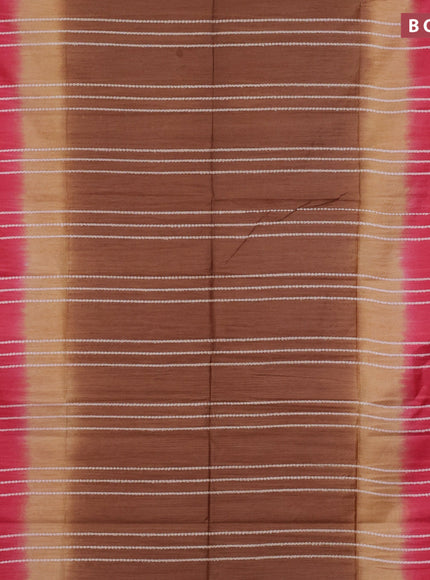 Bamboo saree brown shade and red with allover thread weaves and sequin work pallu & zari border