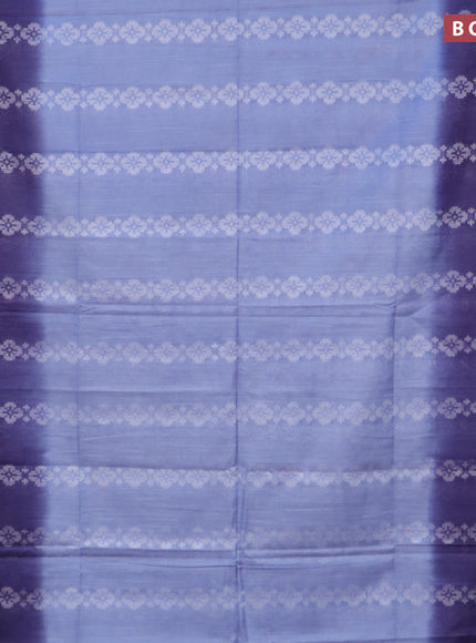 Bamboo saree pastel blue shade and navy blue with allover thread weaves in borderless style