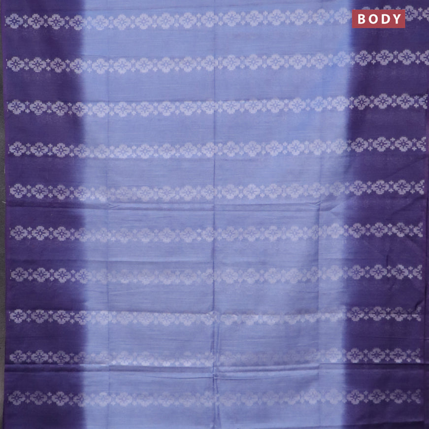 Bamboo saree pastel blue shade and navy blue with allover thread weaves in borderless style