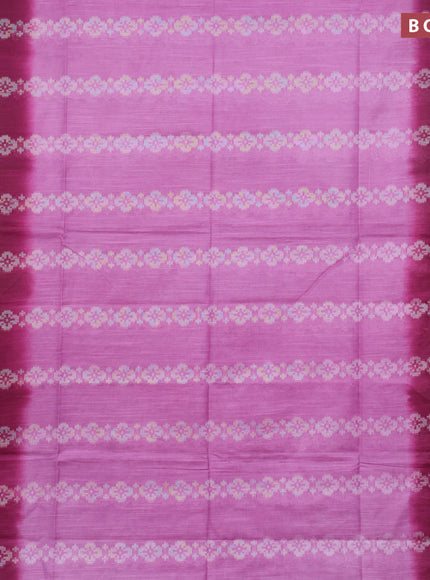 Bamboo saree mauve pink and dark magenta pink with allover thread weaves in borderless style