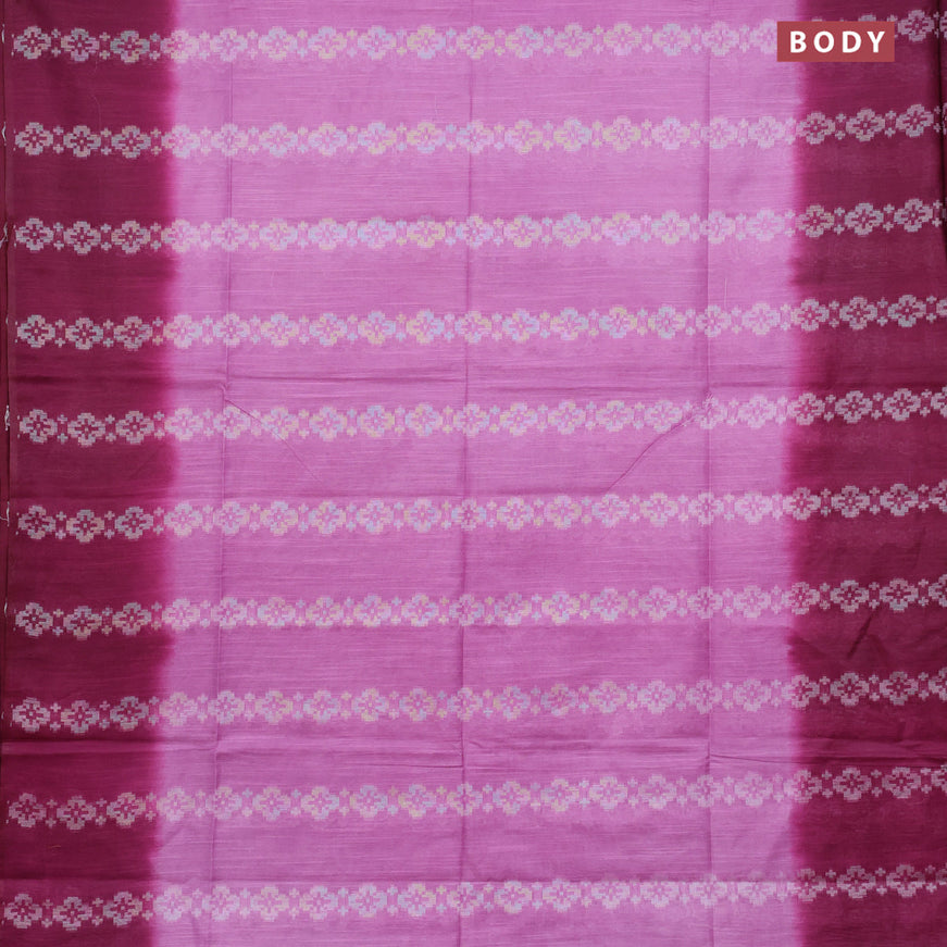 Bamboo saree mauve pink and dark magenta pink with allover thread weaves in borderless style