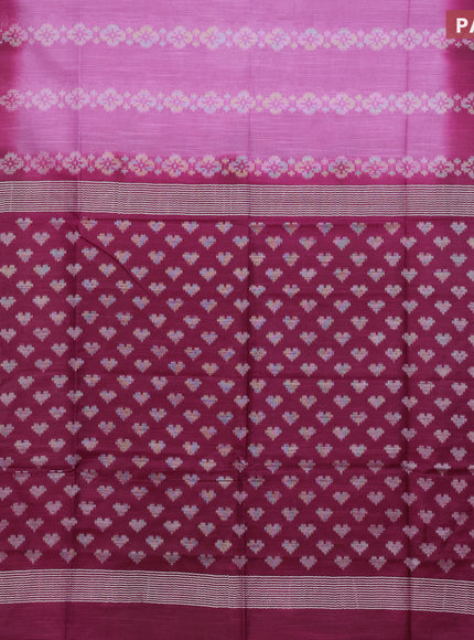 Bamboo saree mauve pink and dark magenta pink with allover thread weaves in borderless style