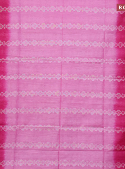 Bamboo saree light pink and pink with allover thread weaves in borderless style