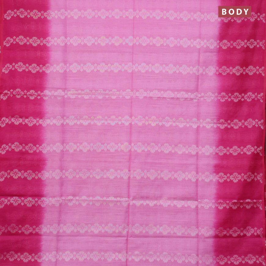 Bamboo saree light pink and pink with allover thread weaves in borderless style