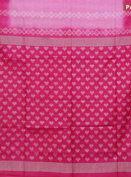 Bamboo saree light pink and pink with allover thread weaves in borderless style