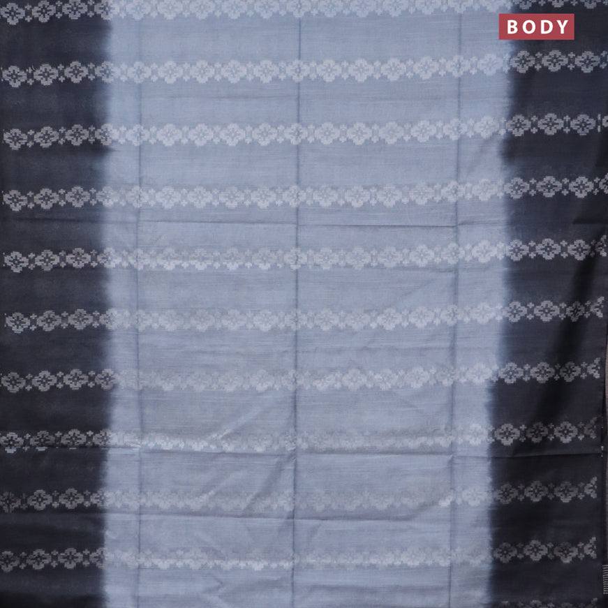 Bamboo saree grey and dark grey with allover thread weaves in borderless style