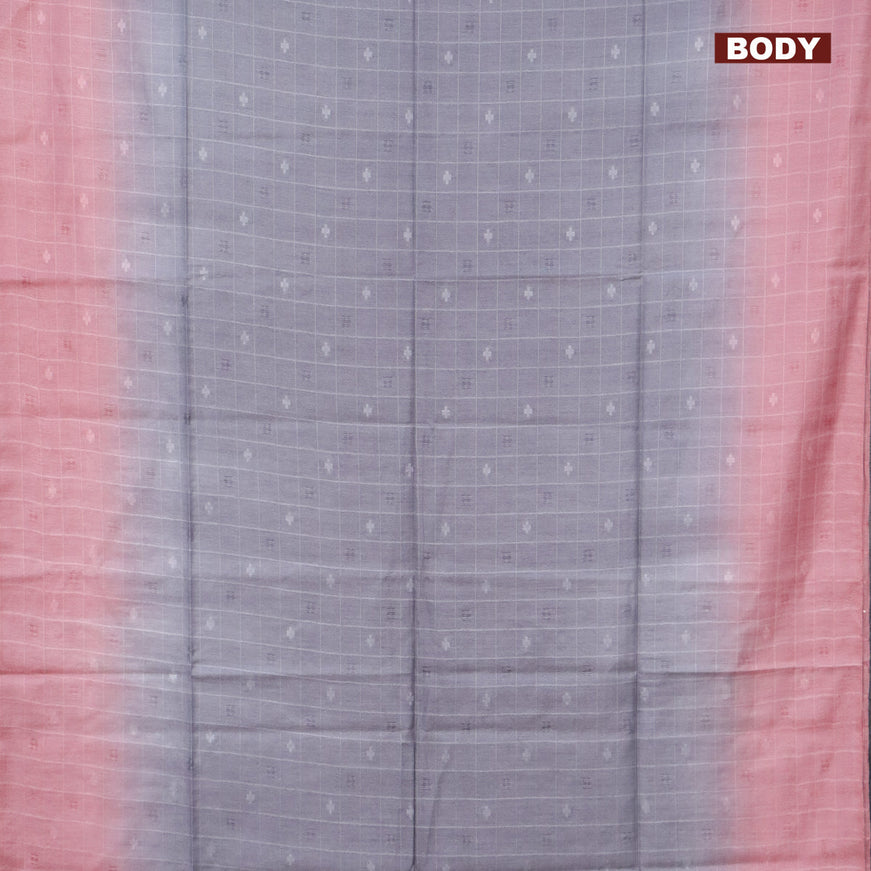 Bamboo saree grey and peach shade with allover self emboss and sequin work pallu