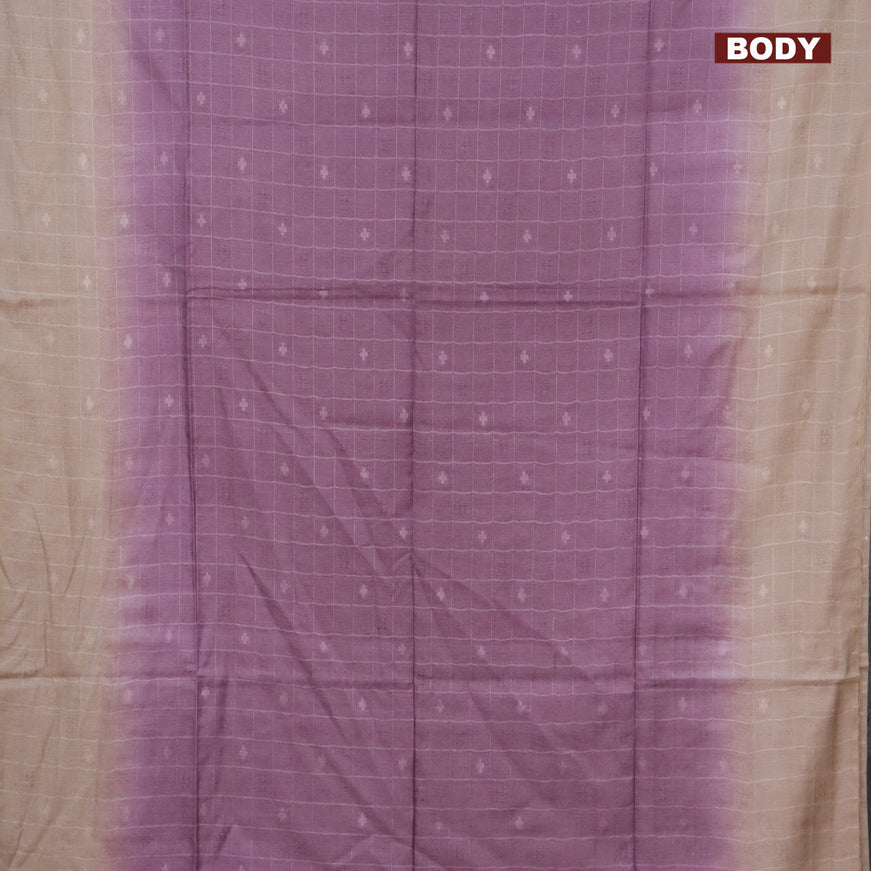 Bamboo saree pastel purple shade and beige with allover self emboss and sequin work pallu