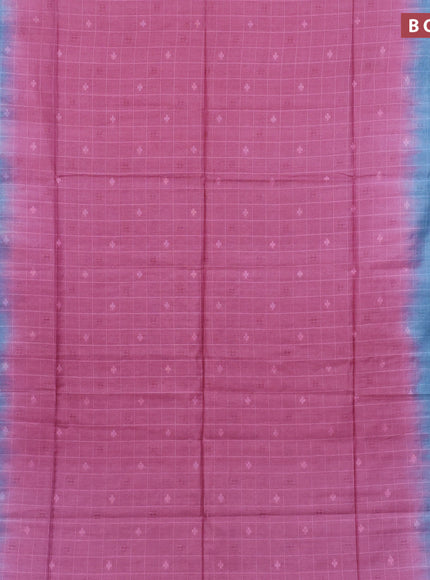 Bamboo saree mauve pink and blue with allover self emboss and sequin work pallu