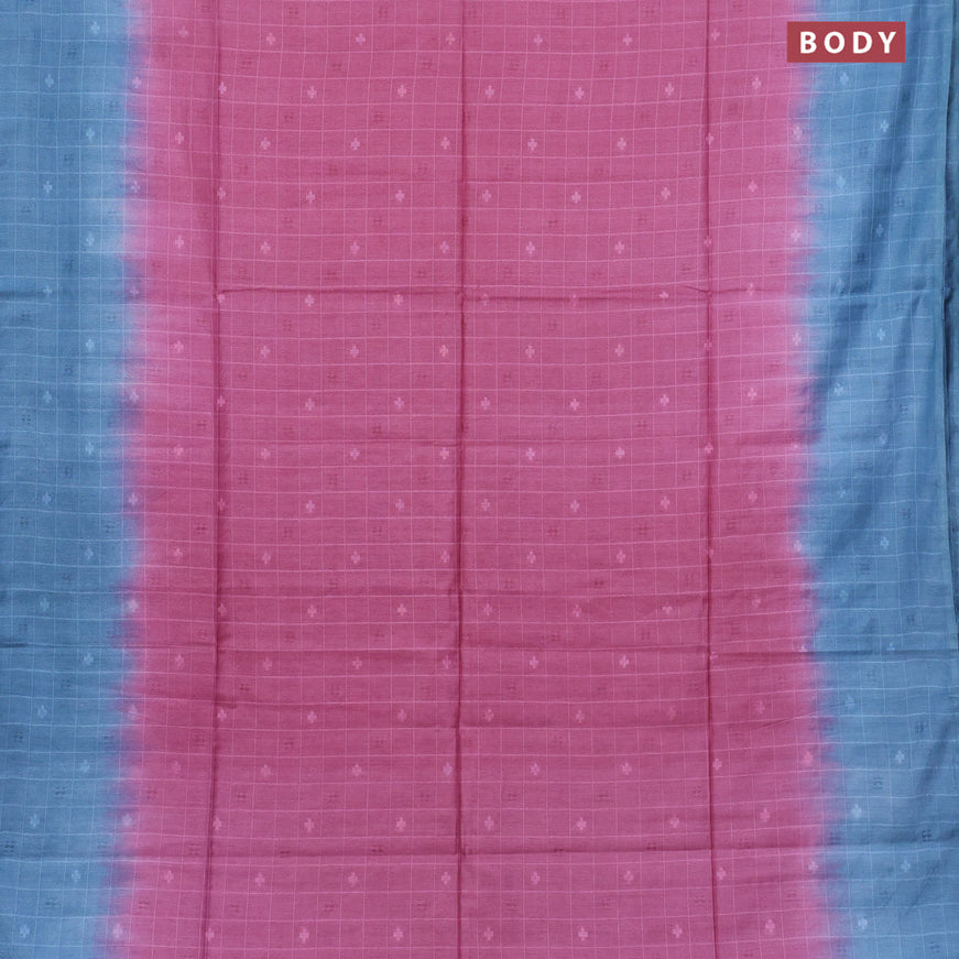 Bamboo saree mauve pink and blue with allover self emboss and sequin work pallu