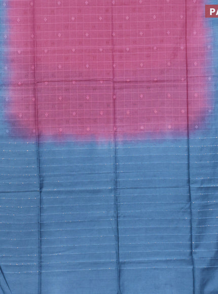 Bamboo saree mauve pink and blue with allover self emboss and sequin work pallu