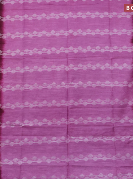 Bamboo saree lotus pink and wine shade with allover thread weaves in borderless style