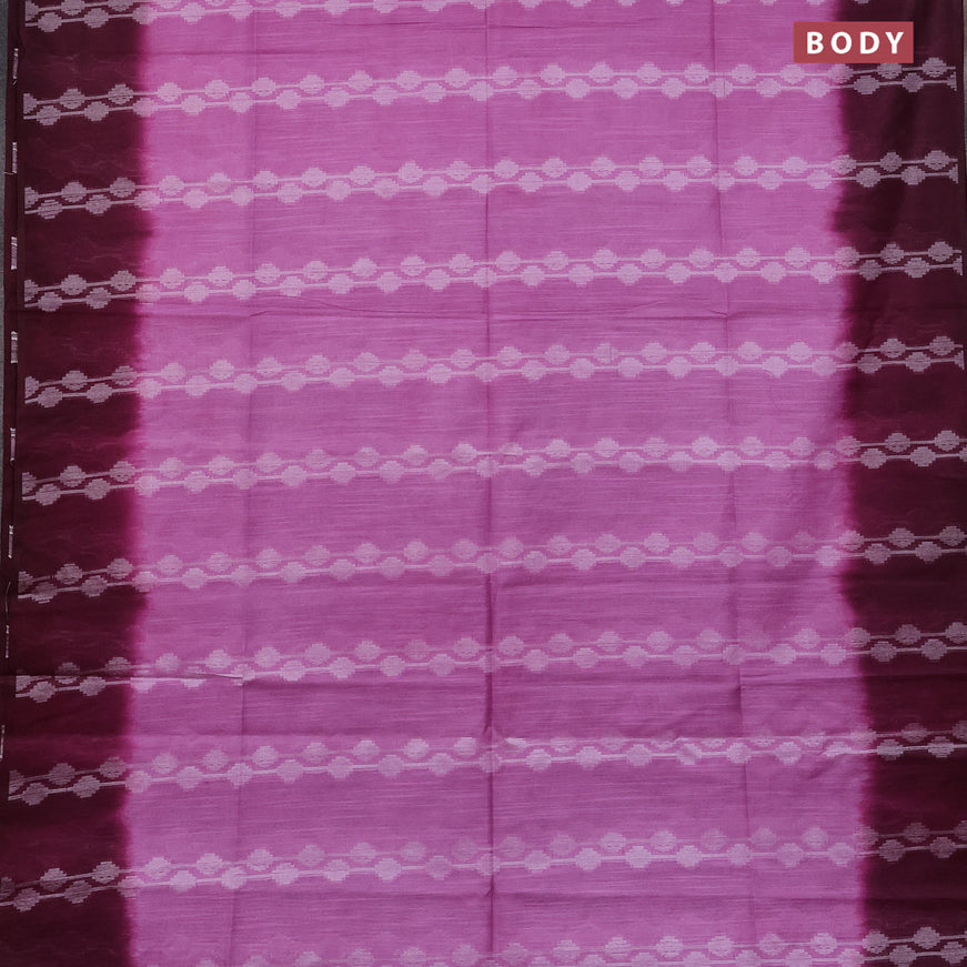 Bamboo saree lotus pink and wine shade with allover thread weaves in borderless style