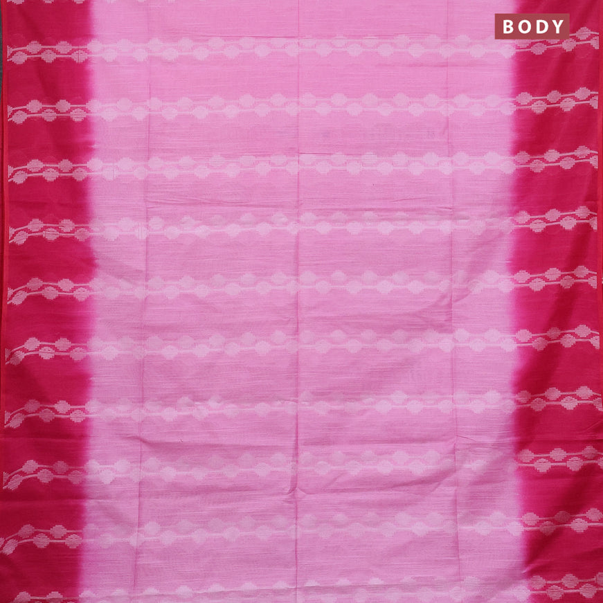 Bamboo saree light pink and pink with allover thread weaves in borderless style