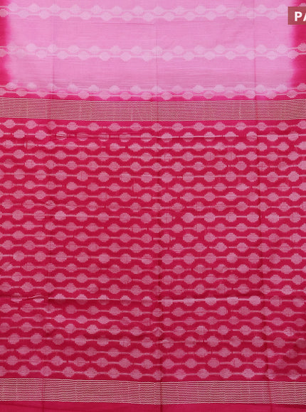 Bamboo saree light pink and pink with allover thread weaves in borderless style