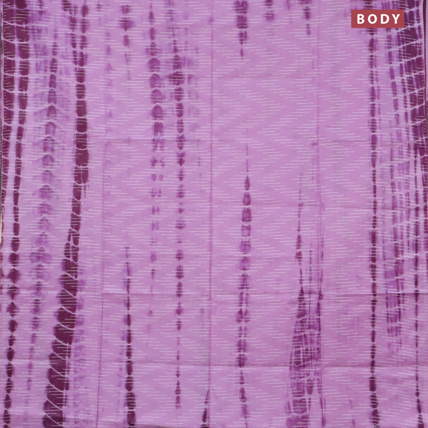 Bamboo saree lavender shade and purple with allover tie and dye & thread weaves and sequin work pallu