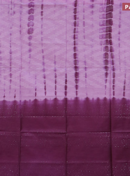 Bamboo saree lavender shade and purple with allover tie and dye & thread weaves and sequin work pallu