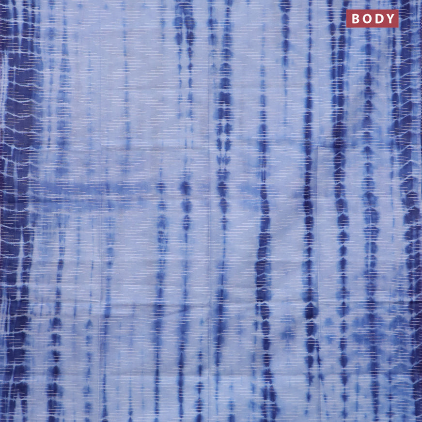 Bamboo saree light blue and dark blue with allover tie and dye & thread weaves and sequin work pallu