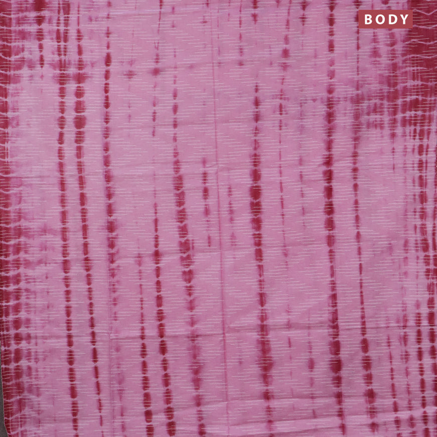 Bamboo saree light pink and maroon with allover tie and dye & thread weaves and sequin work pallu