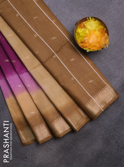 Bamboo saree purple and dark mustard shade with zari woven buttas and zari woven border