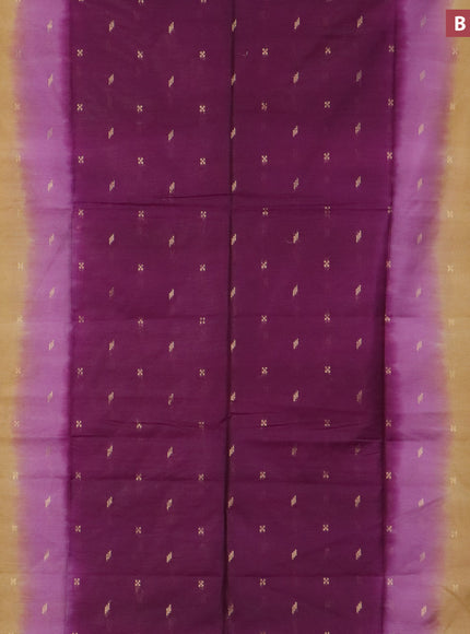 Bamboo saree purple and dark mustard shade with zari woven buttas and zari woven border