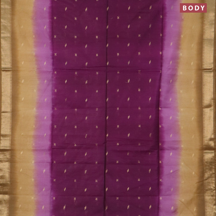 Bamboo saree purple and dark mustard shade with zari woven buttas and zari woven border