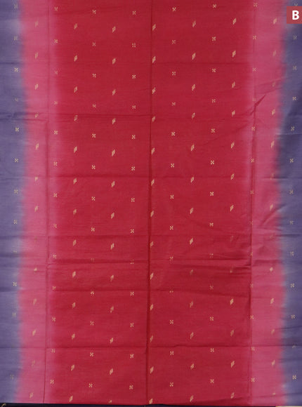 Bamboo saree red and navy blue with zari woven buttas and zari woven border