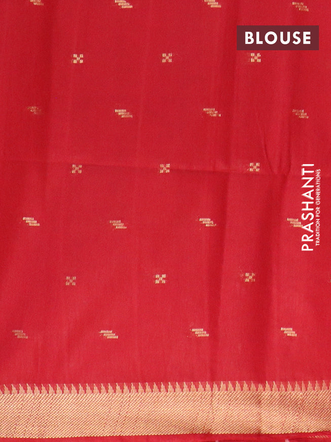 Bamboo saree brown and red with zari woven buttas and zari woven border